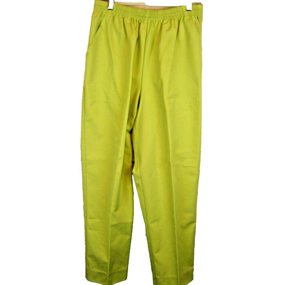 Womens  Koret Celery Green Cotton Poly Stretch Casual Pants sz 14x27x12R